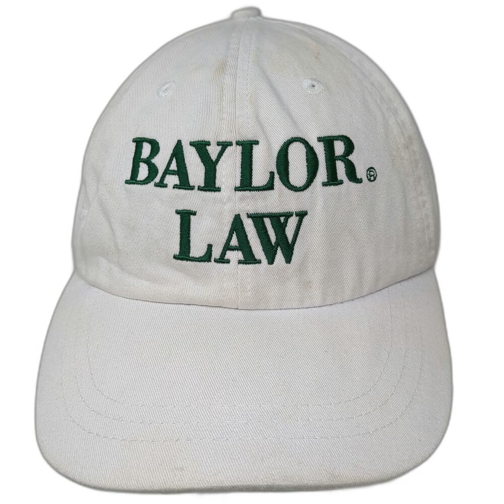 Adams Baseball Cap White One Size Baylor Law Embroidered Slideback Leather Hat